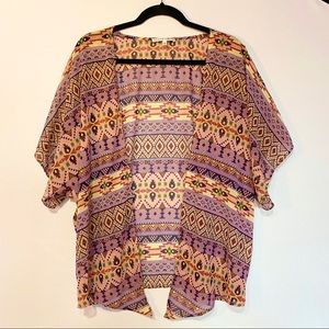 Baby pink tribal print summer kimono